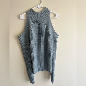 Poof Sleeveless Knit Sweater in Light Blue